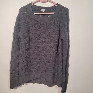 B_envied oversized crochet-style crewneck sweater in blue-grey US S